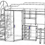 Чертеж Детская кровать чердак Merabel BMS