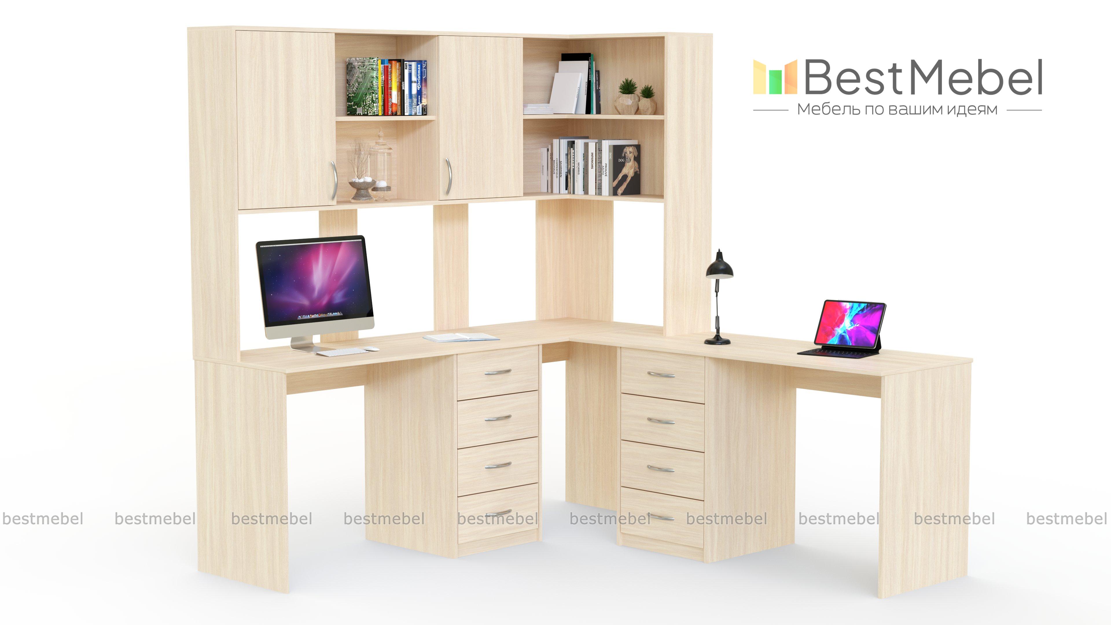 Угловой письменный стол для двоих Юкатан 54 BMS - Фото
