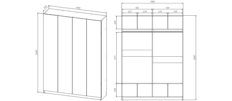 Шкаф распашной Ангард 42 (1900х2600х500)