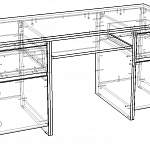 Чертеж Письменный стол Каспиан BIU 2D2S 160 КB-008 BMS