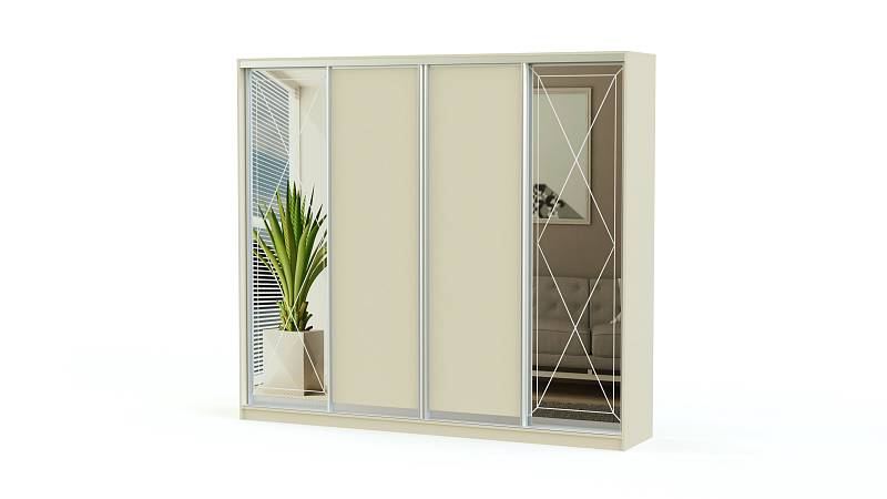 Шкаф-купе Оскар 2 BMS(Белье - Платье - Платье - Белье (3 полки) (4))