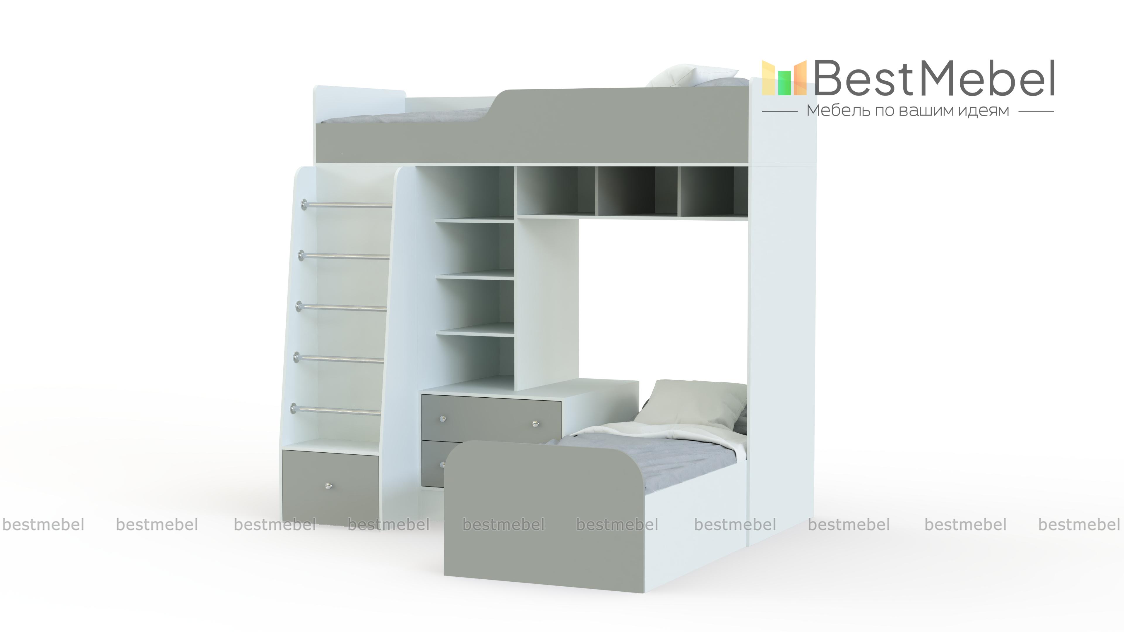 Угловая двухъярусная кровать Астра-4 BMS - Фото